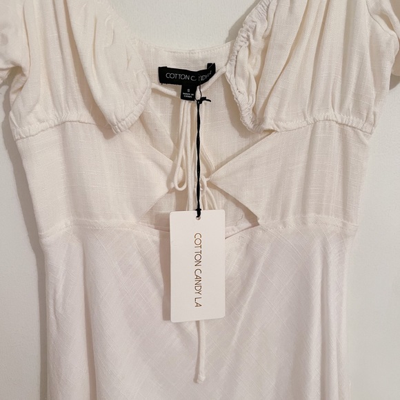 NWT White double tie front mini dress - Picture 3 of 8